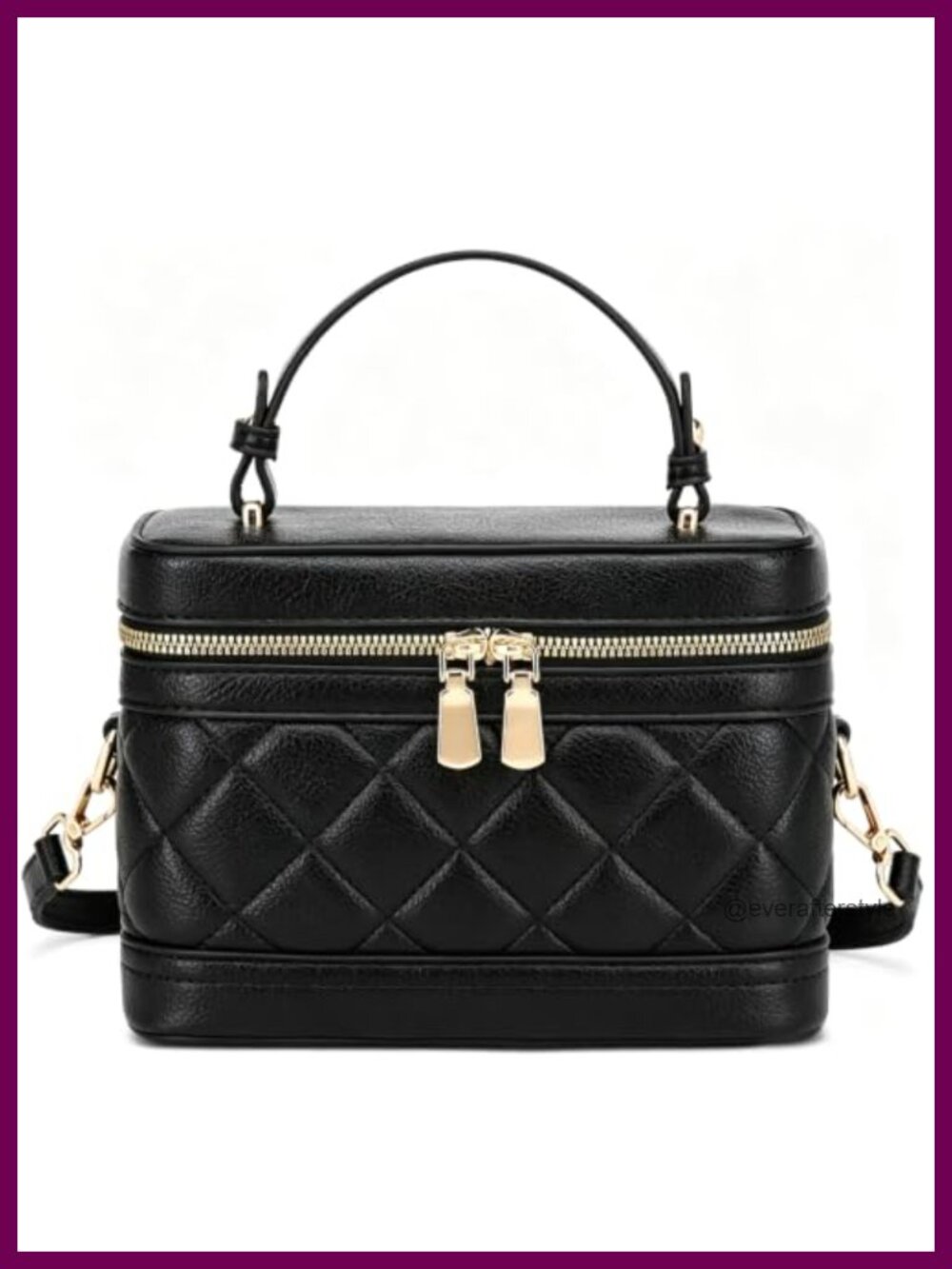Small Quilted PU Leather Crossbody Bag Square Mini Vanity Purse Box Bag